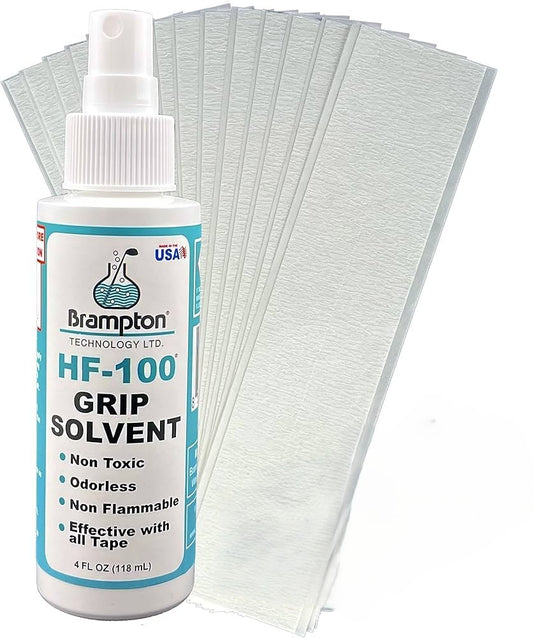 Brampton HF100 Solvent + 15 Tape Strips Regripping Combo Pack
