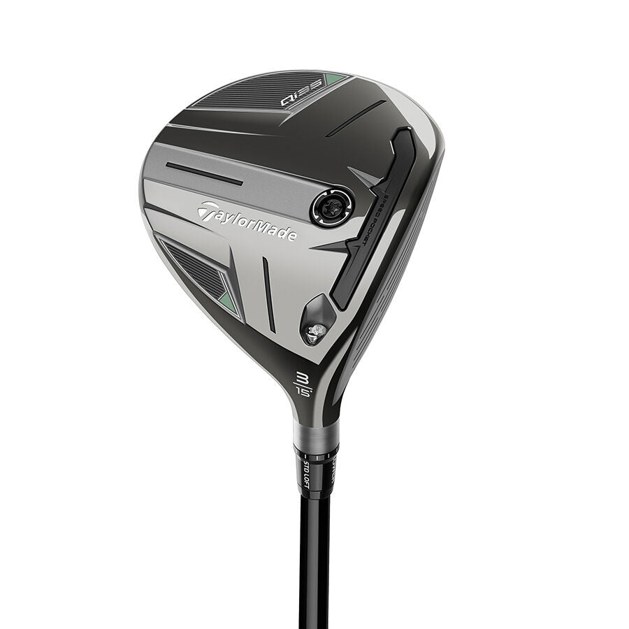 TaylorMade Qi35 3 fairway wood sole showing the TSS weight port